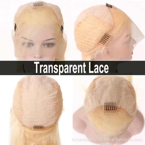 Honey Blonde 613 Human Hair Lace Wigs Brazilian Straight Blonde Lace Frontal Wigs 30 Inch 613 Wig Remy Human Hair